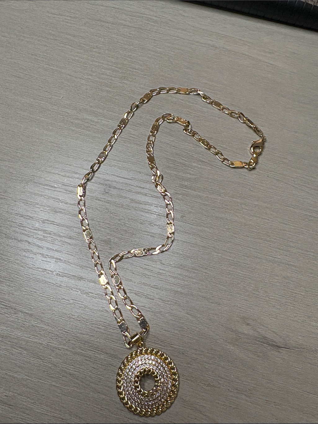 Gold-Tone Circular Pendant Necklace - Elegant Women's Jewelry